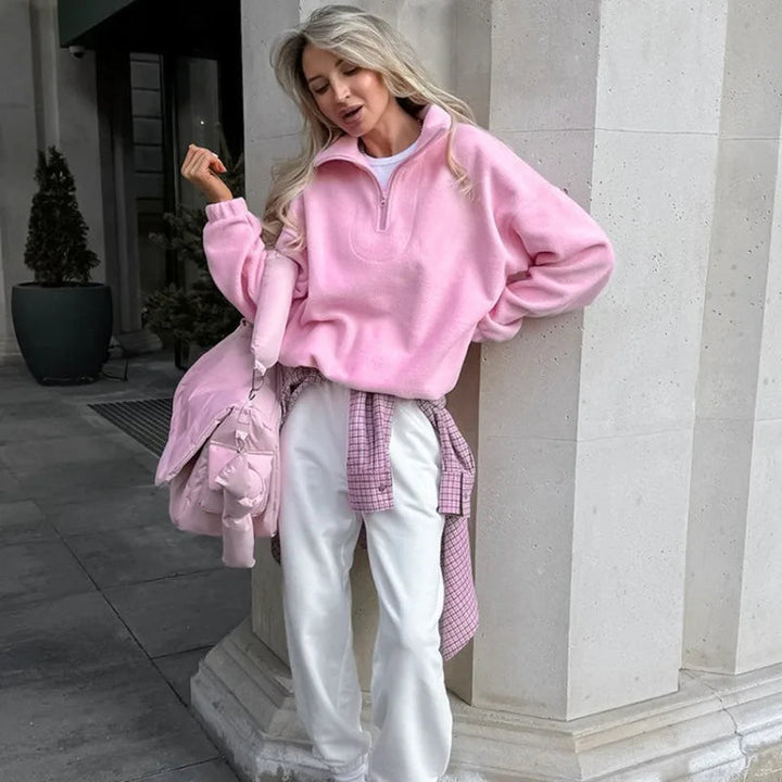 Stilla | Krammevenlig fleece-pullover med lynlås