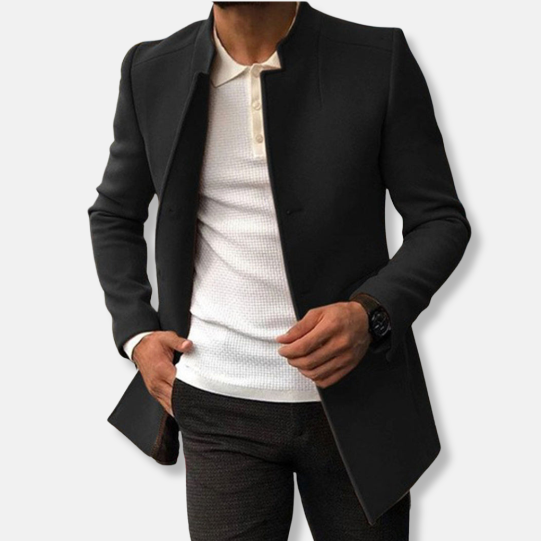 Stilla | Slim Fit Uldblanding Kragned Einreiher Hofte længde