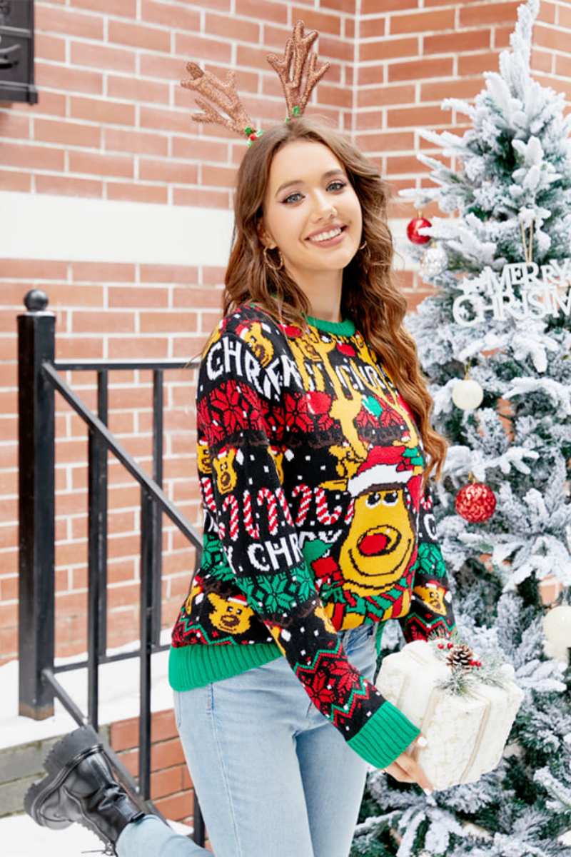 Stilla | Jule Cartoon Rensdyr Strikpullover