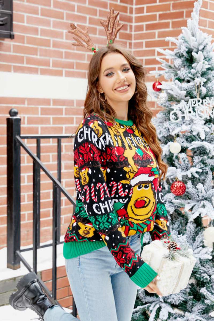 Stilla | Jule Cartoon Rensdyr Strikpullover
