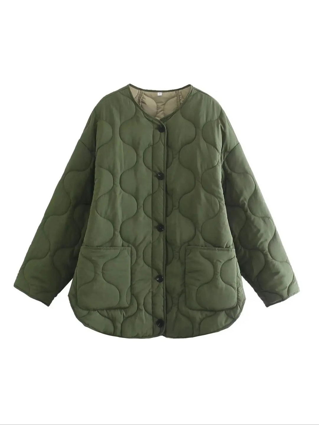 Stilla | Trendy Olivgrøn Oversized Steppjakke til et stilfuldt look Ideel til efterår/vinter