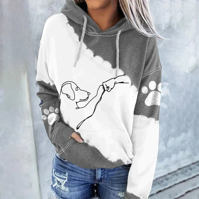 Stilla | Trendy Løs Hoodie med Hundetryk