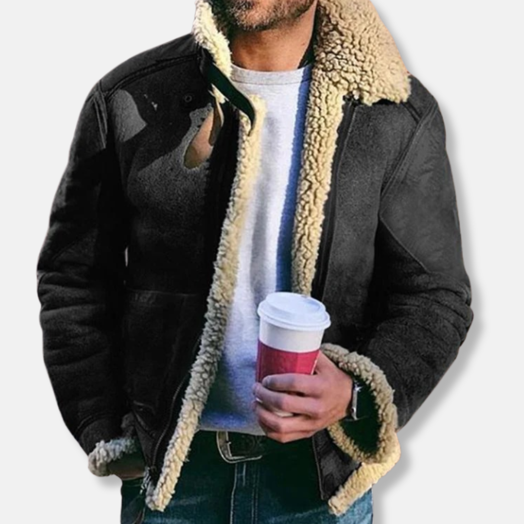 Stilla | Wildlæder Aviatorjakke med lammeskind Fôret kravejakke