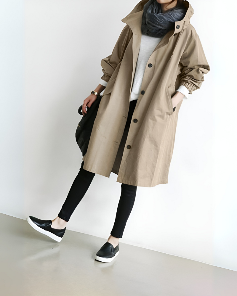 Stilla | Klassisk trenchcoat med hætte