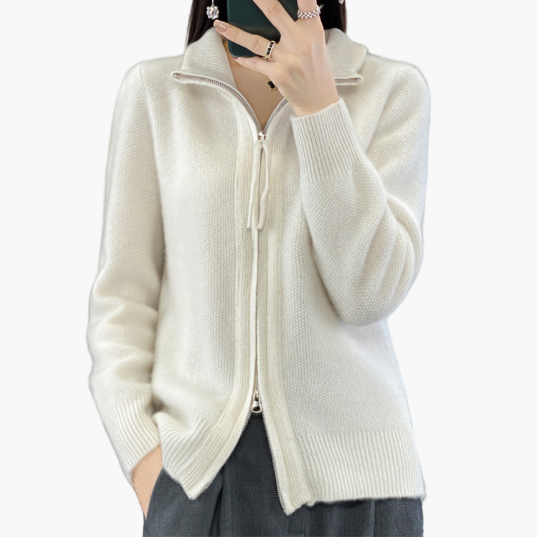 Stilla | Strikjakke med Lynlås - Elegant Casual Stil til Hverdag Og Kontor