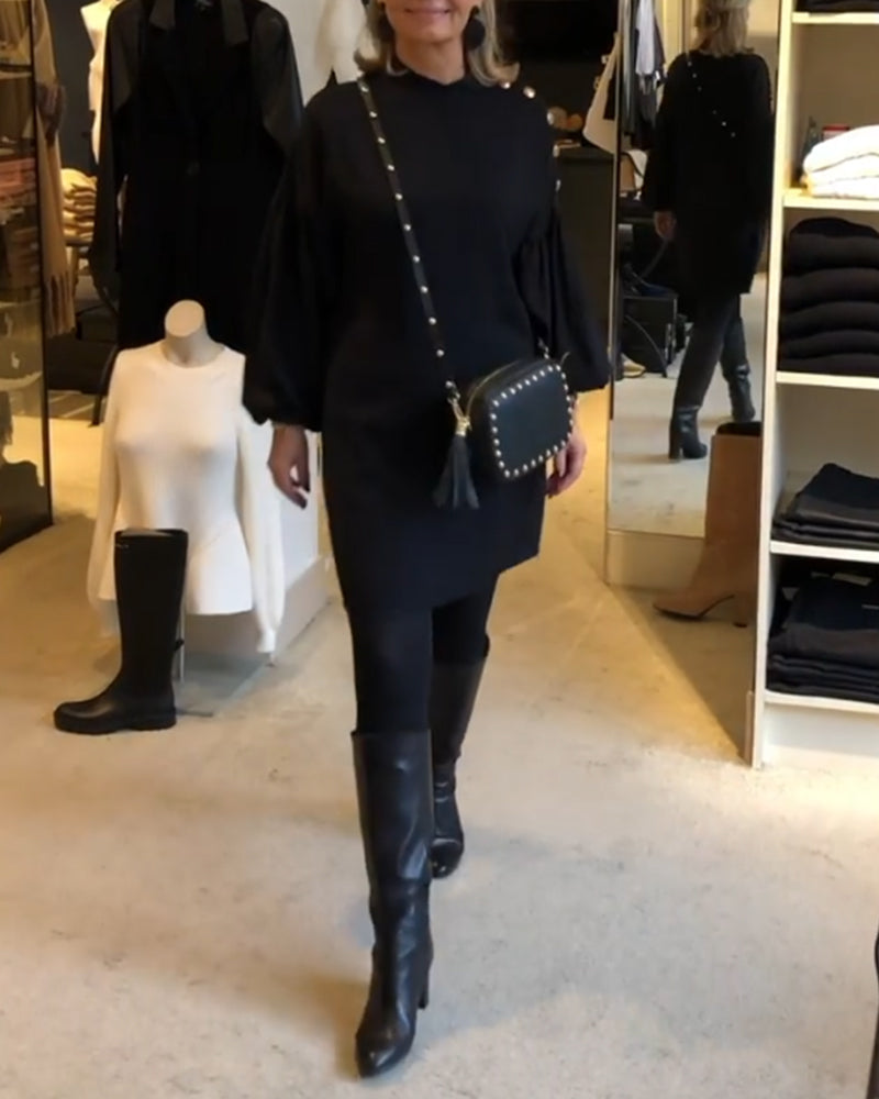 Stilla | Sort kjole med lanternesleeves