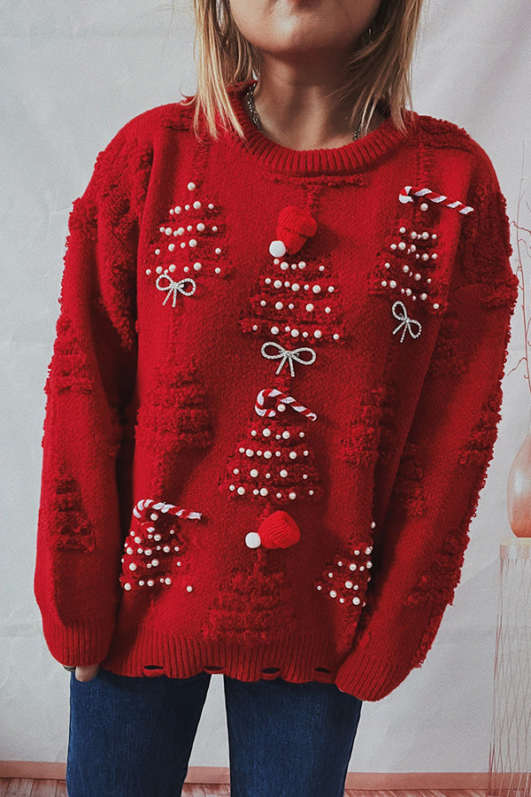 Stilla | Håndlavet perle-juletema-sweater tredimensionel dekorativ sweater
