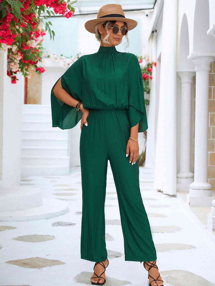 Stilla | Back Mock Neck Split Sleeve Jumpsuit