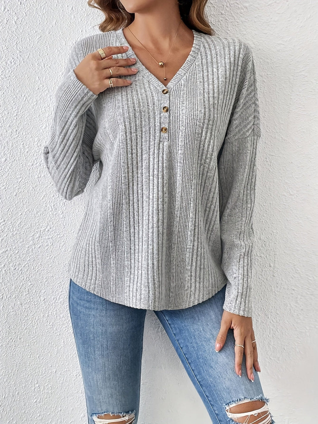 Stilla | Grå Casual Langærmet t-shirt