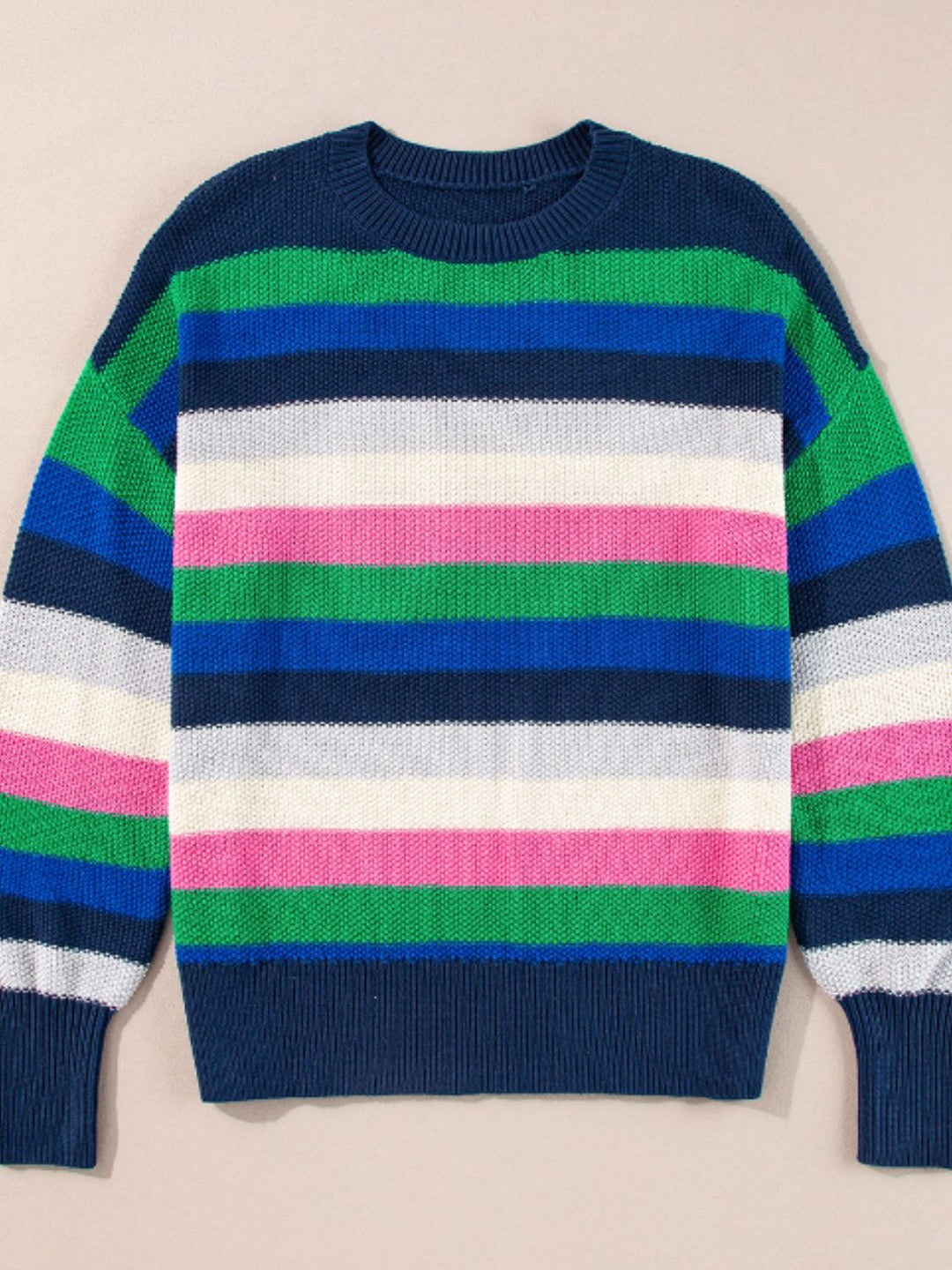 Stilla | Pullover med lange ærmer og rund hals med kontraststriber