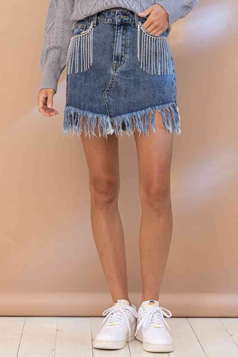 Stilla | Frynse Denim Nederdel