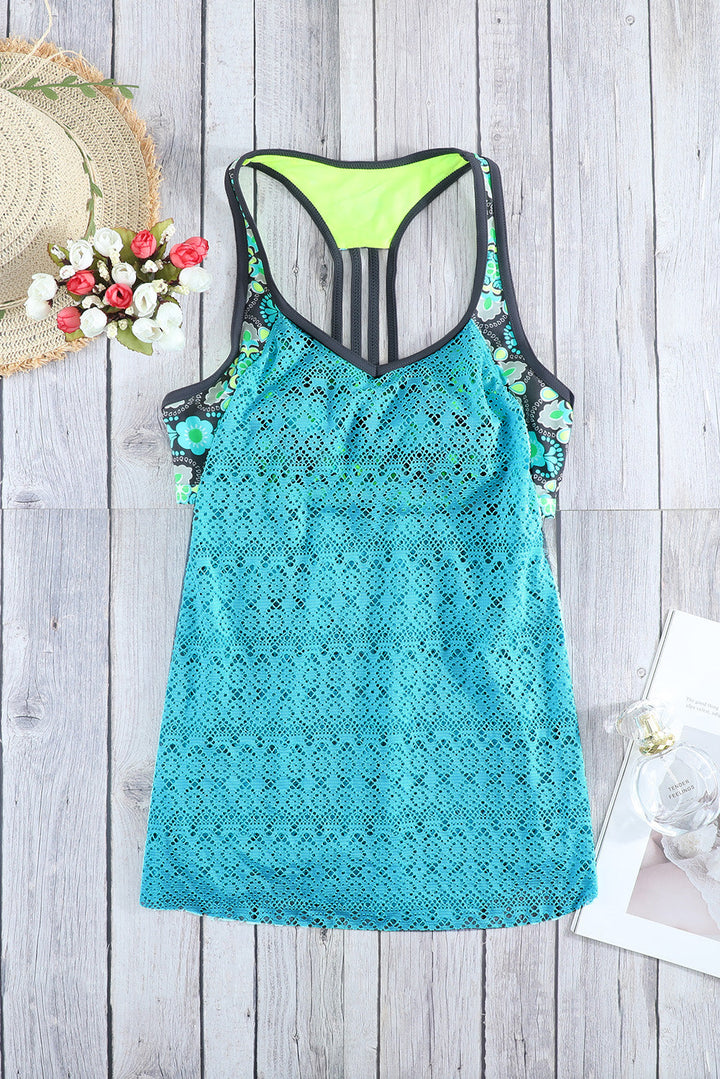 Stilla | Spliced Lace Tankini Top