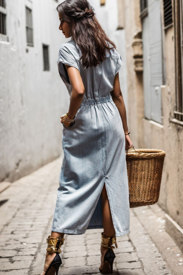 Stilla | Lommehalvknap Denim Kjole