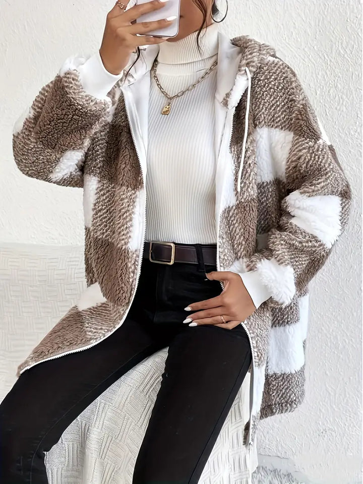 Skovae | Ternet Teddy Hoodie Jakke Warm og Komfortabel til Vinteren