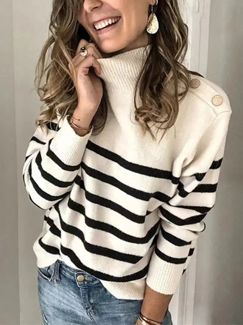 Stilla | Stribet rullekravepullover