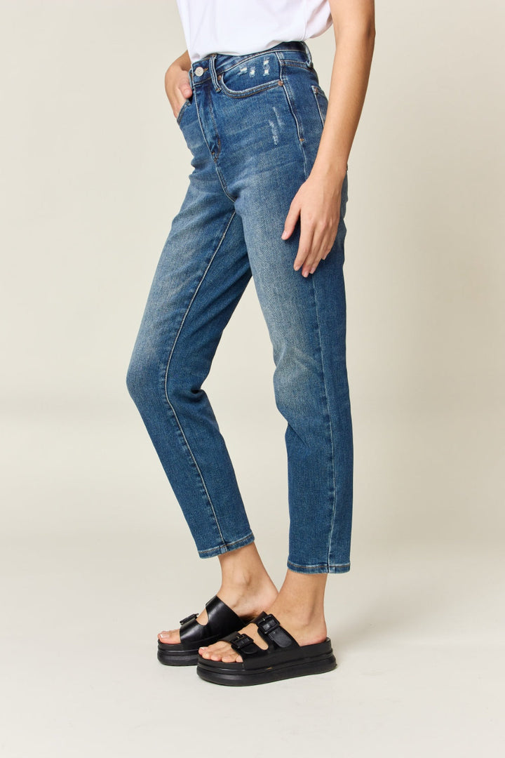 Stilla | Blå Full Size Mavekontrol Høj Talje Slank Jeans