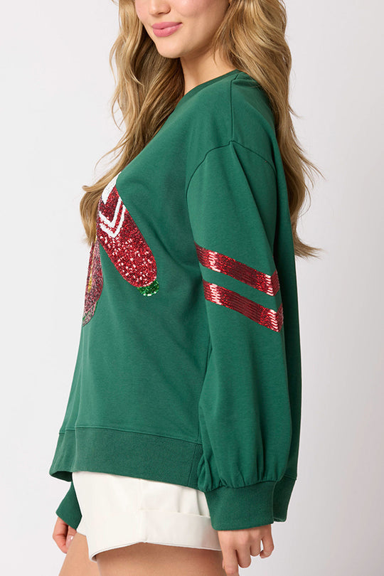 Stilla | Jule-pailletter-rundhals-løs sweatshirt