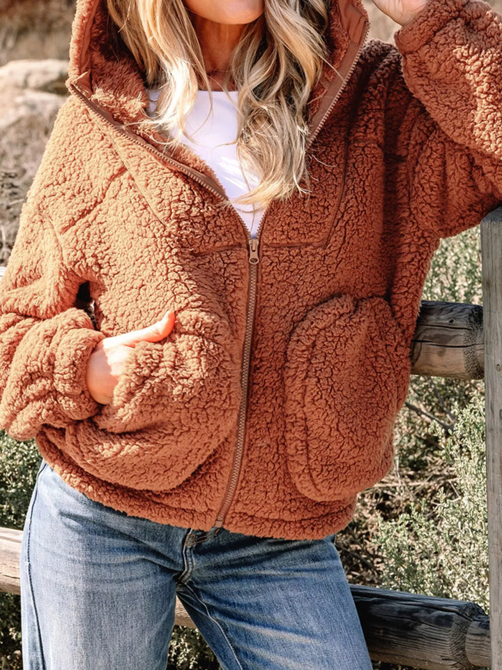 Stilla | Dame Relaxed Fit Zip Up Teddyjakke