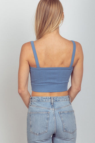 Stilla | J Kabelflet Strikket Sømløs Cropped Cami