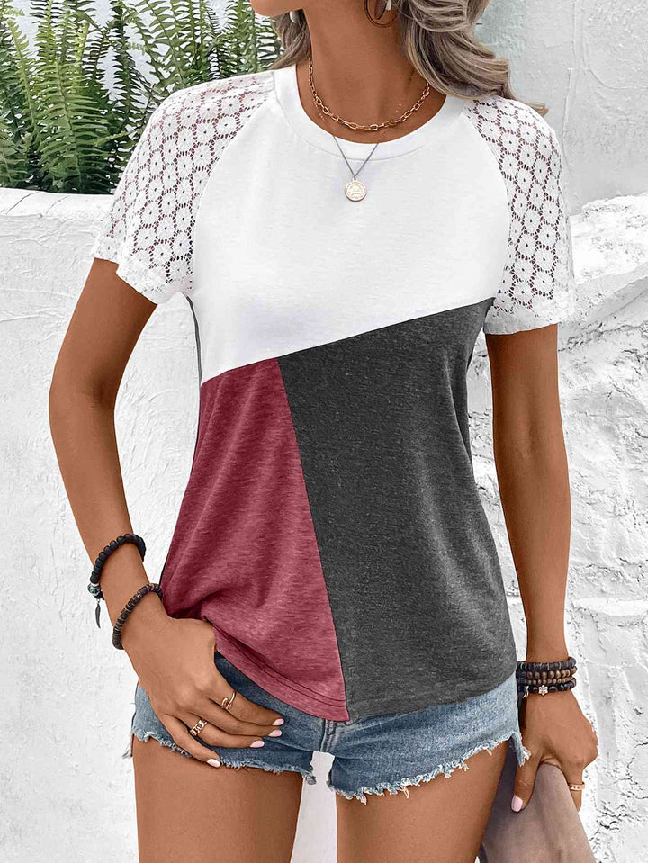 Stilla | Block Raglan Ærme Rund Hals T-shirt