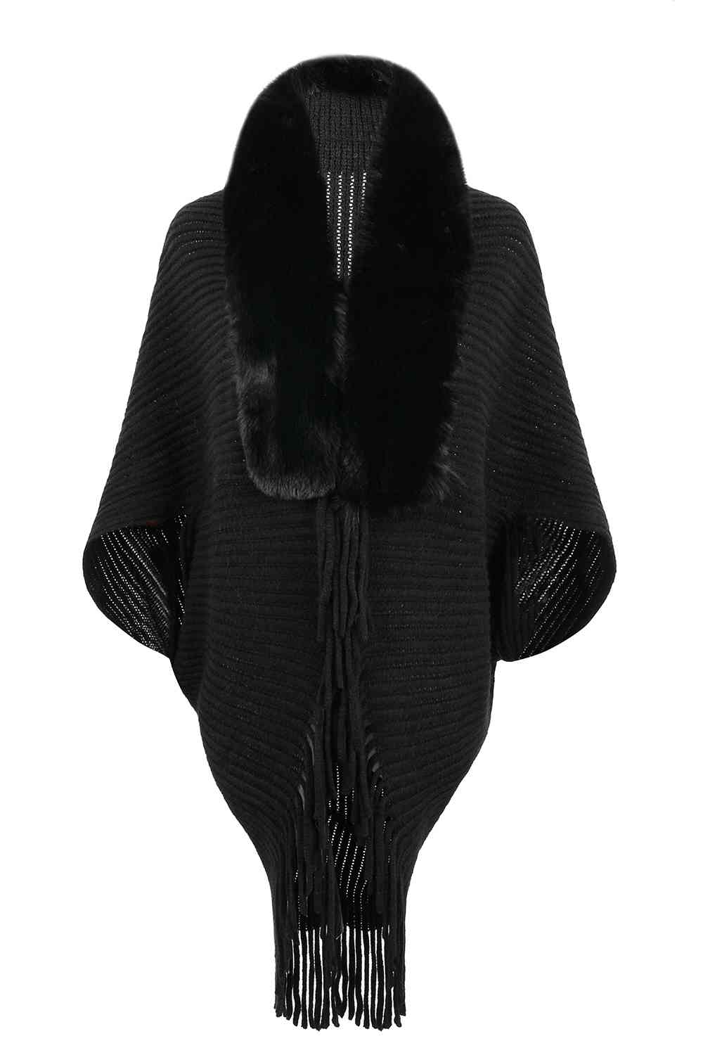 Stilla | Detaljeret Langærmet Ribbet Poncho