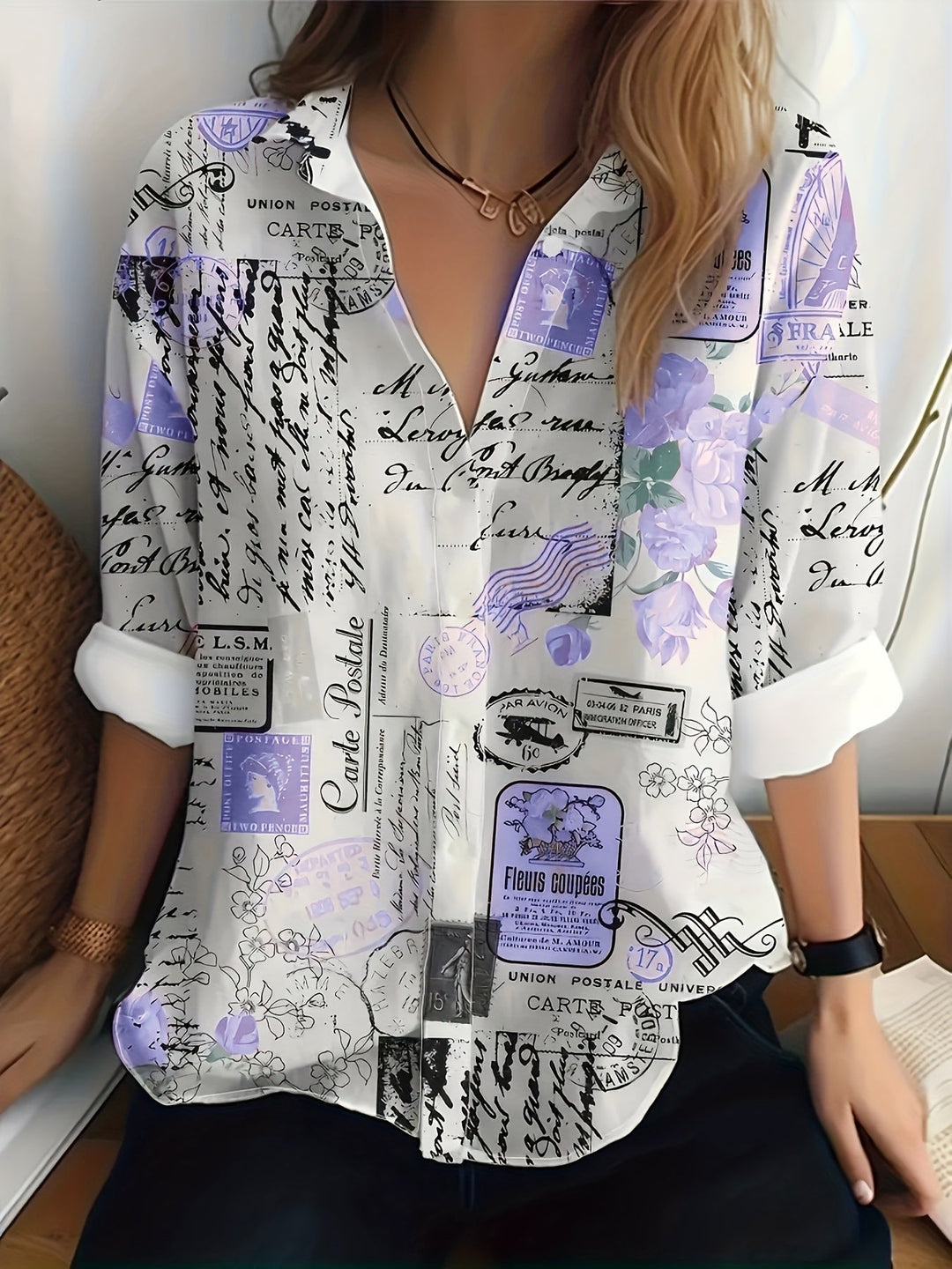 Stilla | Damebluse Med Lange Ærmer Med Print