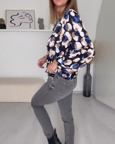 Stilla | Printet Elegant Bluse med Stropper