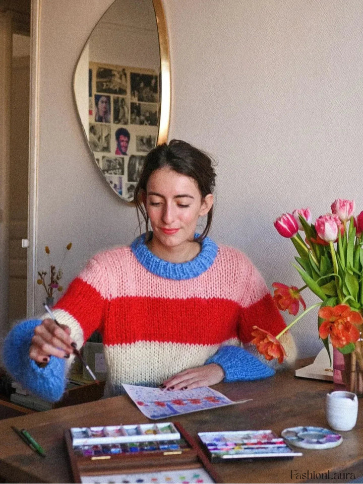 Stilla | Farverig Stribet Striktrøje til Casual Chic Looks