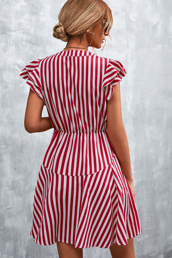 Stilla | Stribet Cap Sleeve Mini Kjole