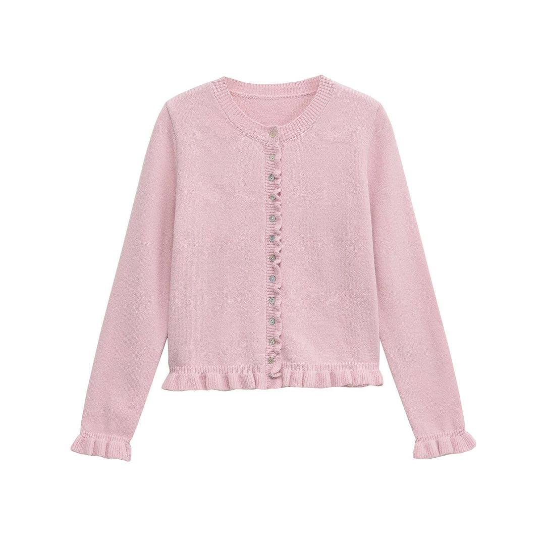 Stilla | Rynket Kvinders Cardigan med Knapper, Chic Laget Top
