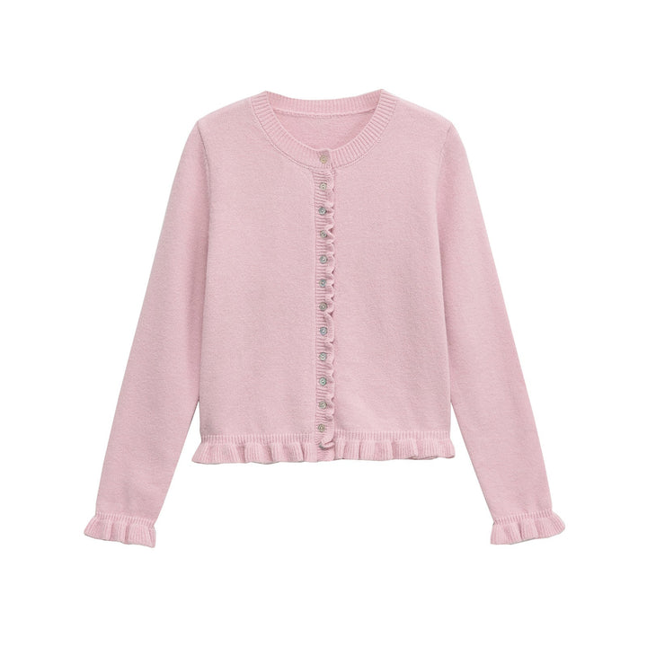Stilla | Rynket Kvinders Cardigan med Knapper, Chic Laget Top