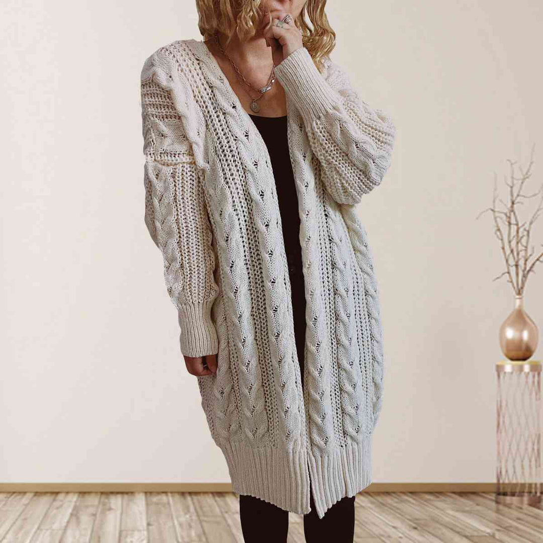 Stilla | Strik Åben Front Nedsat Skulder Cardigan