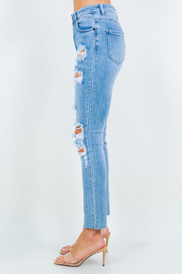 Stilla | Bazi Høj Talje Ødelagte Jeans