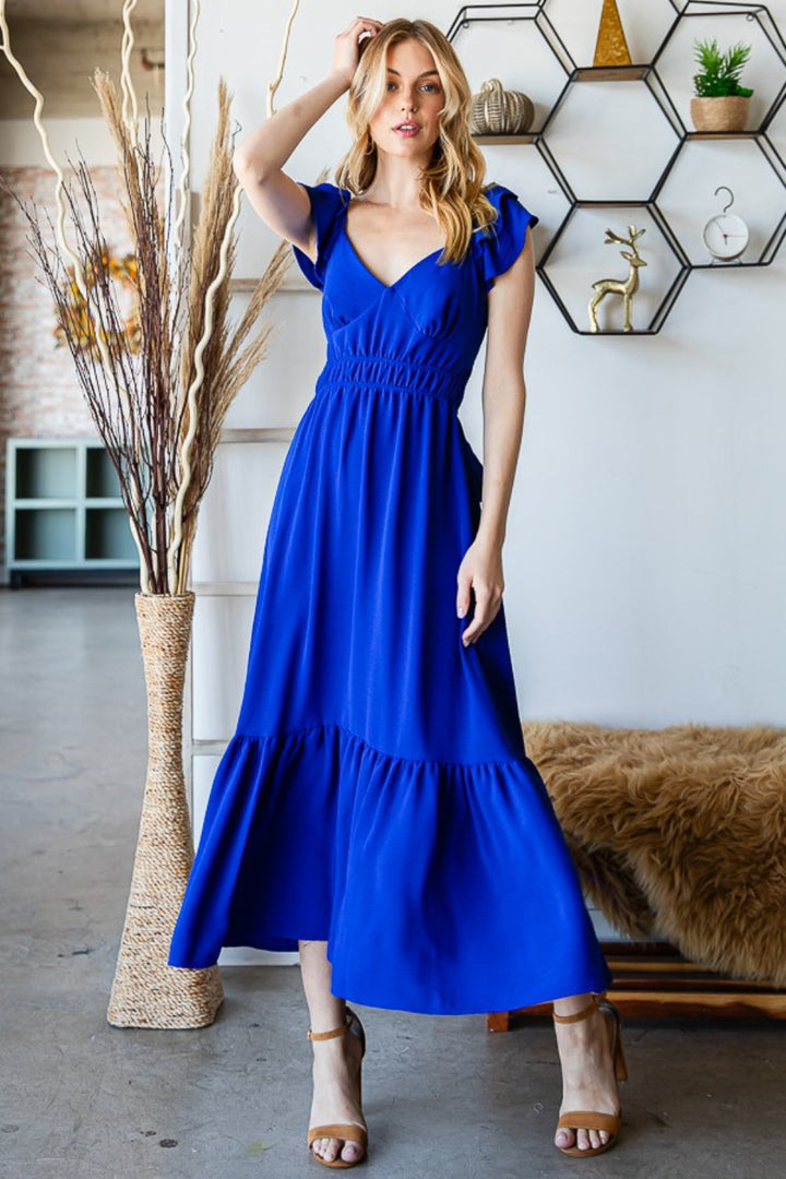 Stilla | J Tie Back Ærmeløs Ruffled Midi Kjole