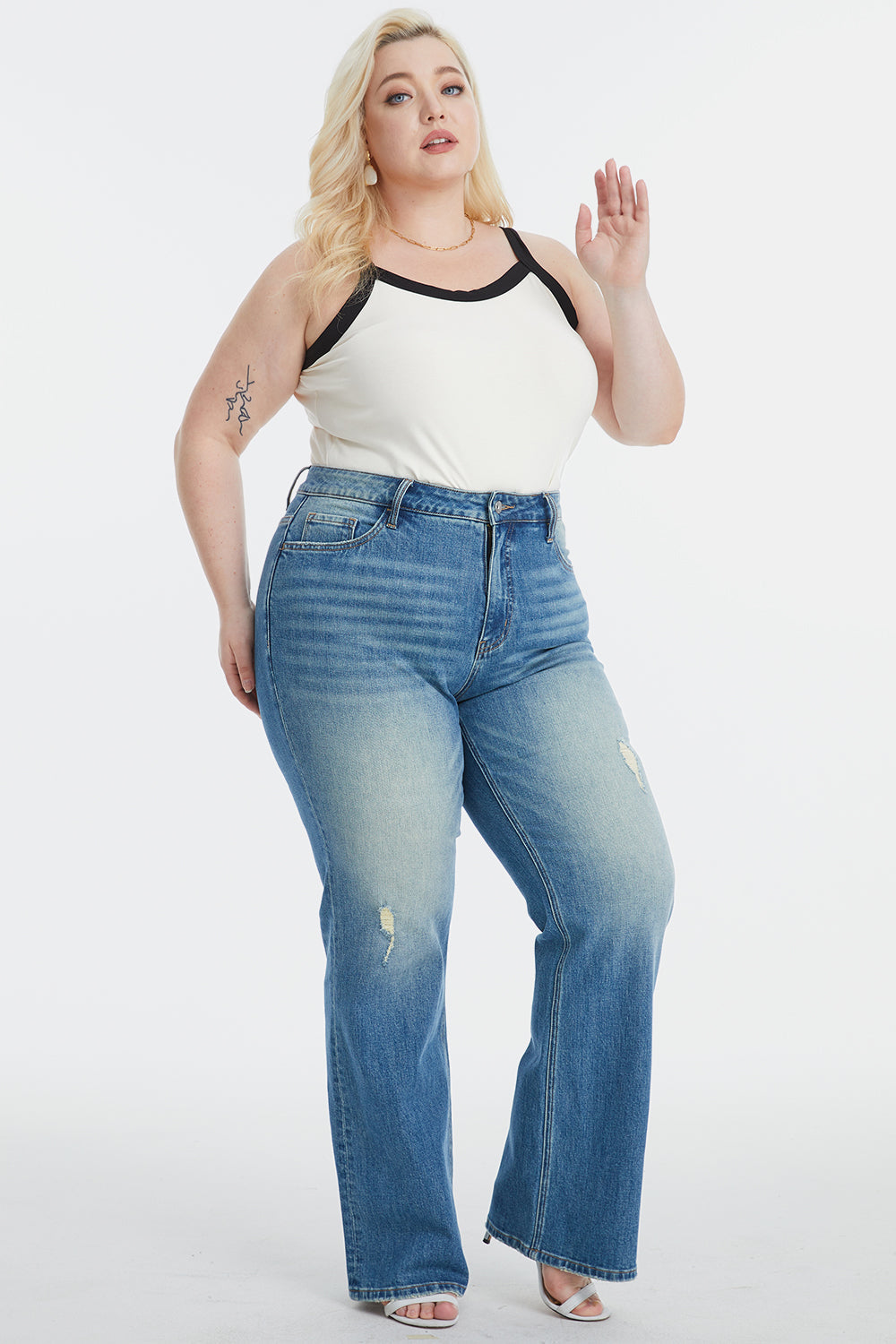 Stilla | Full Size Ultra High-waist Gradient Bootcut Jeans