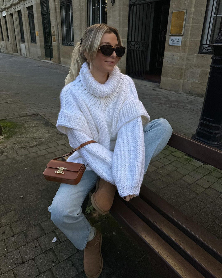 Stilla | Chunky Strik Oversized Rulle-Hals Sweater til Kvinder