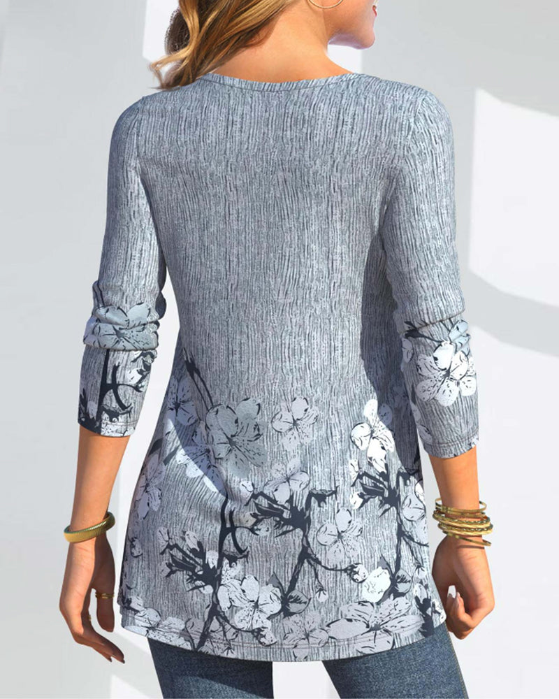 Stilla | Bluse med blomstertryk og knapper