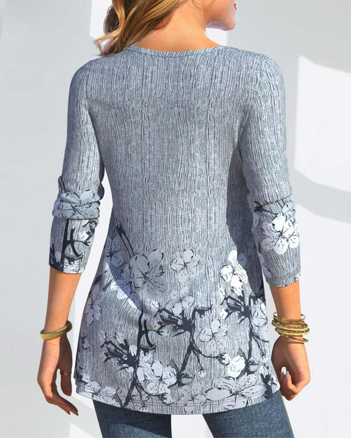 Stilla | Bluse med blomstertryk og knapper