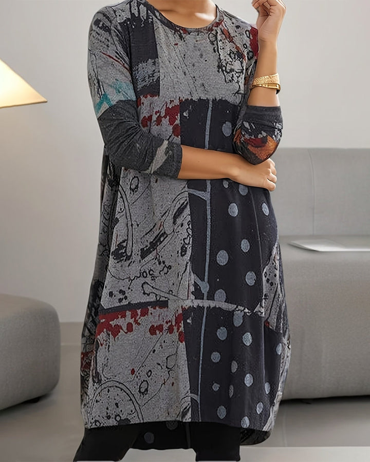 Stilla | Retro kjole med print