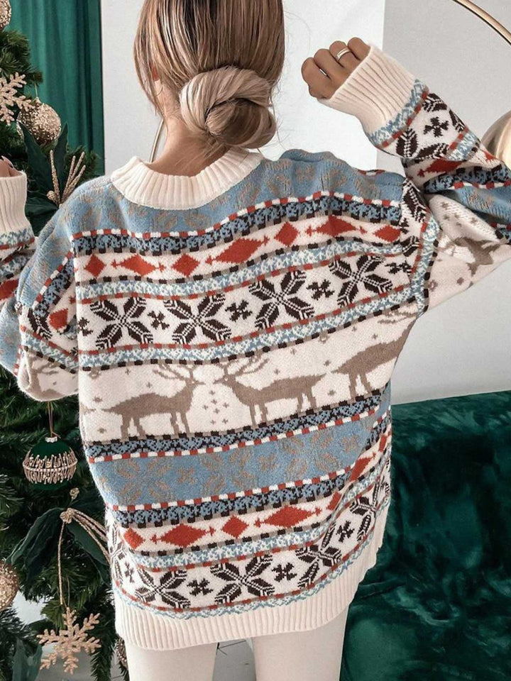 Stilla | Pullover med Rund Geometrisk Halslinje og Faldende Skuldre