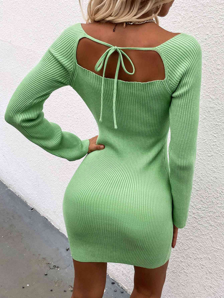 Stilla | Bag Square Neck Langærmet Sweater Kjole