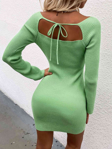 Stilla | Bag Square Neck Langærmet Sweater Kjole