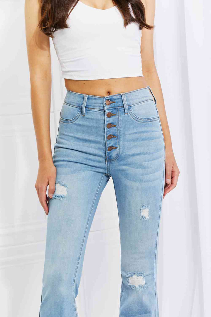 Stilla | Miu Full Size Jess Button Flare Jeans