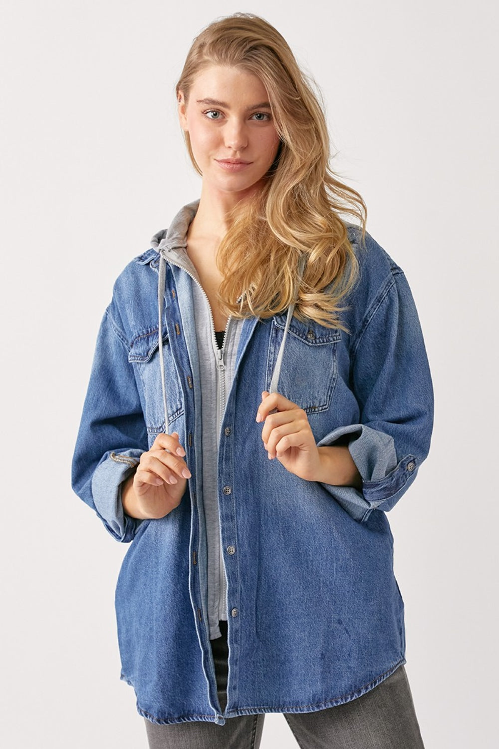 Stilla | Lynlås Hætte Denim Skjorte