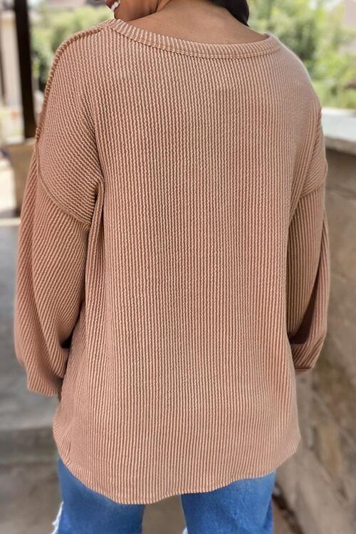 Stilla | Color Block Exposed Seam Rund Hals Bluse