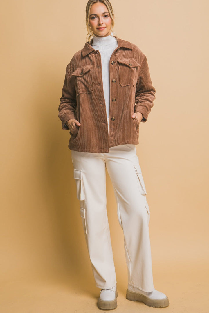 Stilla | Vest i Stribet Samt Love Tree med Knapper og Sherpa Foring