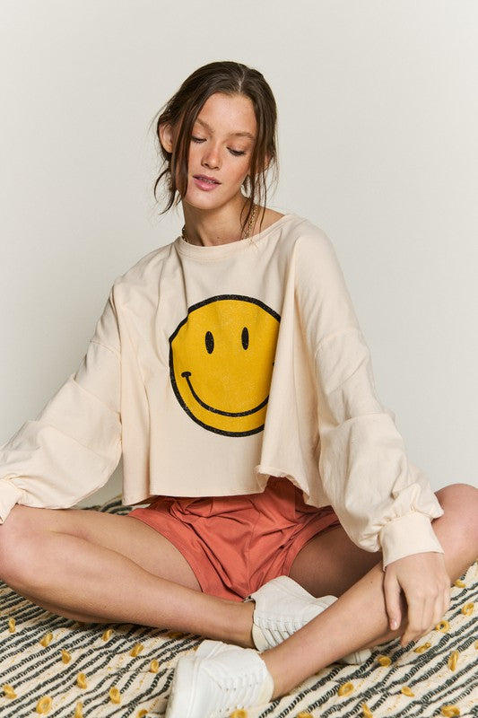 Stilla | Ansigt Langærmet Crop Top