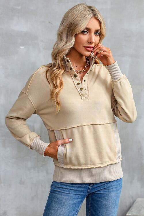Stilla | Snap Drop Shoulder Langærmet Sweatshirt