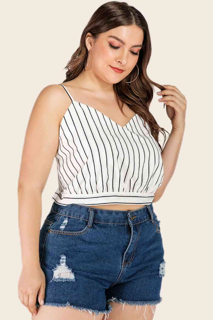 Stilla | Størrelse Stribet Tie-back Cropped Cami