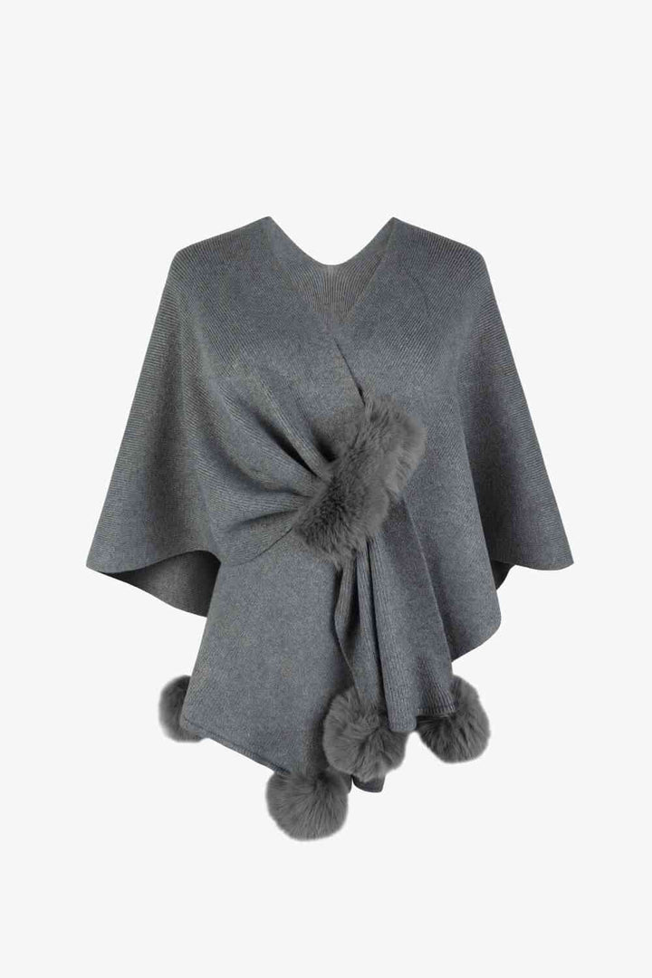 Stilla | Hals Pom-pom Trim Poncho